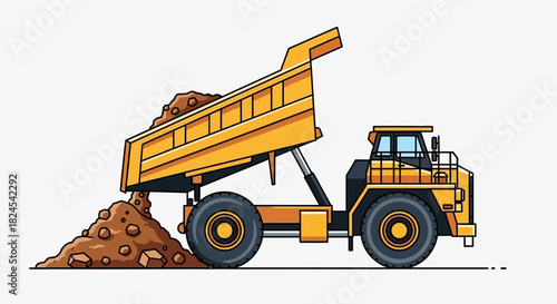 Illustration of a screening plant separating materials into piles.