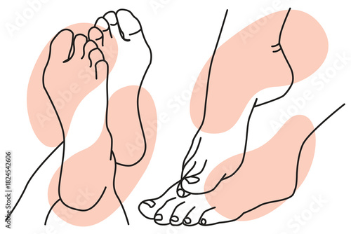 foot care line drawing heels leg woman pedicure
