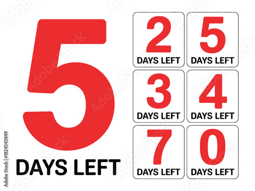 Countdown timers show 5, 2, 25, 3, 4, 7, and 70 days left.