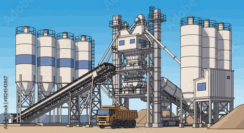 Street sweeper truck cleaning asphalt road with rotating brushes.