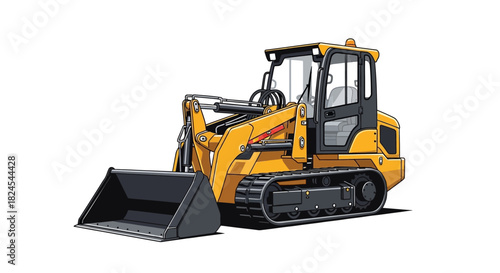 Street sweeper truck cleaning asphalt road with rotating brushes.