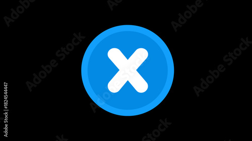 Blue circle close icon with white X mark on a black background. UI element for cancel, delete, error, wrong, or exit.