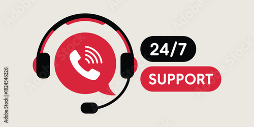 Hotline support service concept with call center consultation, tech support elements, customer communication, professional consultant icons, secretary assistance, modern vector graphics