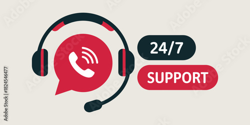 Hotline support service concept with call center consultation, tech support elements, customer communication, professional consultant icons, secretary assistance, modern vector graphics