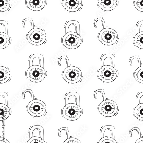 padlock pattern. padlock seamless pattern. doodle padlock background