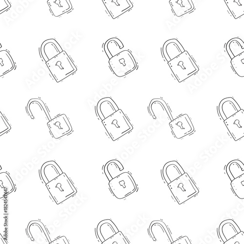 padlock pattern. padlock seamless pattern. doodle padlock background