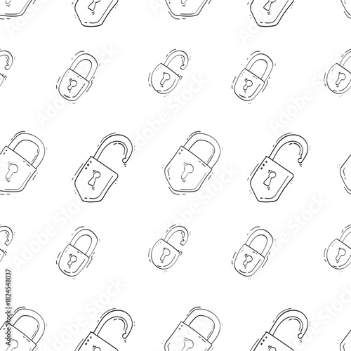 padlock pattern. padlock seamless pattern. doodle padlock background