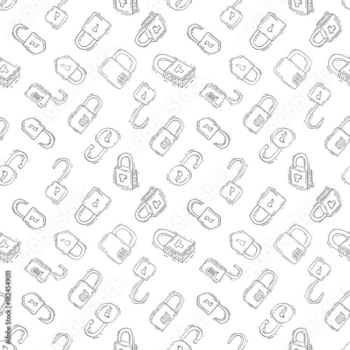 padlock pattern. padlock seamless pattern. doodle padlock background