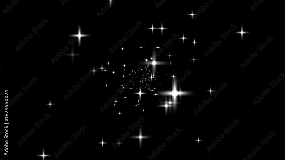 custom made wallpaper toronto digitalTwinkle sparkle glow animation featuring white cartoon twinkle stars, glitter dust trails, starlight flash beams and shimmering magical effects across deep black background.