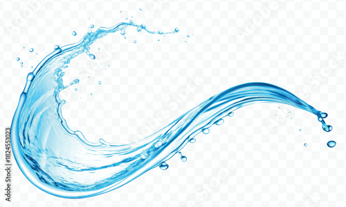 dynamic smooth liquid fresh water splash in different color and curve style isolated on white background 