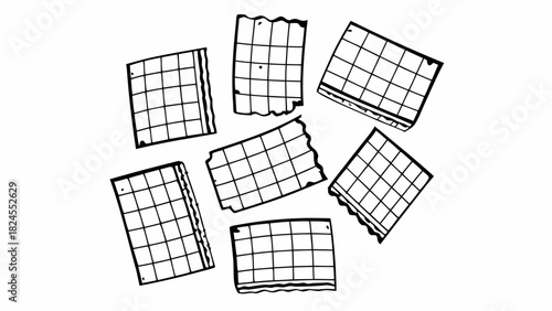 Hand drawn torn notebook paper strips doodle set vector illustration scalable eps icon