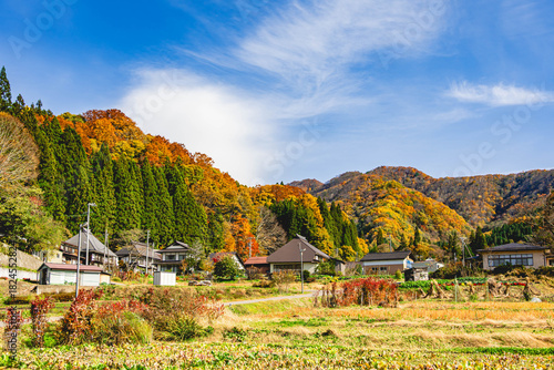 白馬　野平集落の紅葉