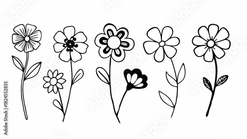 Watercolor style flower doodles set vector scalable illustration eps icon collection