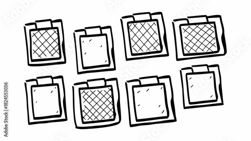 Hand-drawn vintage memo notes with dusty texture vector illustration set