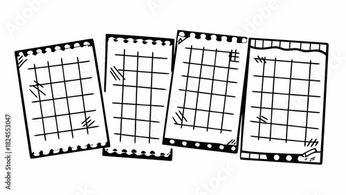 Aged journal scraps with grid background vector illustration scalable eps icon