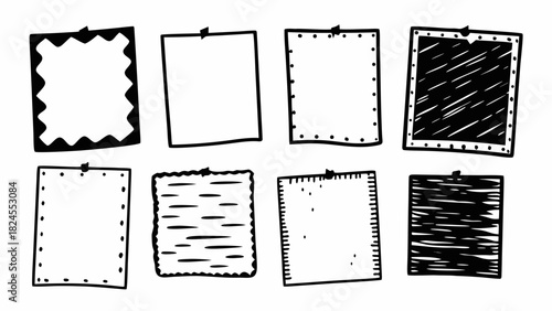 Set of 10 hand drawn frames and borders with dusty paper textures scalable vector