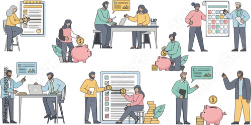 Business Team Analyzing Data and Working with Charts in Modern Office