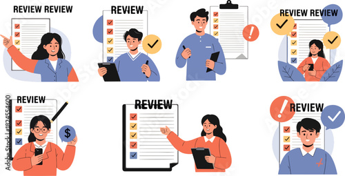 People Reviewing Feedback and Surveys in Modern Office Environment