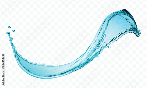 dynamic smooth liquid fresh water splash in different color and curve style isolated on white background 