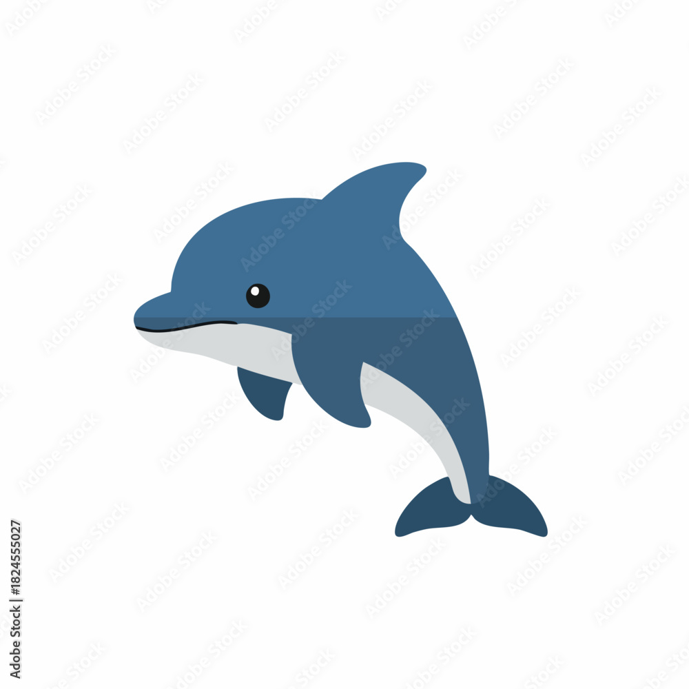 Fototapeta premium A cute cartoon dolphin swimming happily.