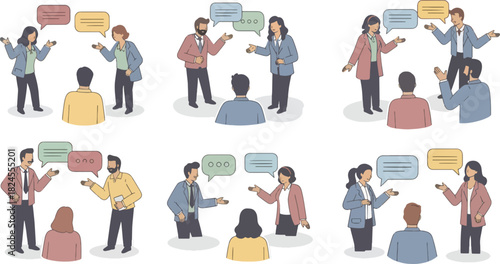 Group of Diverse Business People Engaged in Conversation in Modern Office Setting