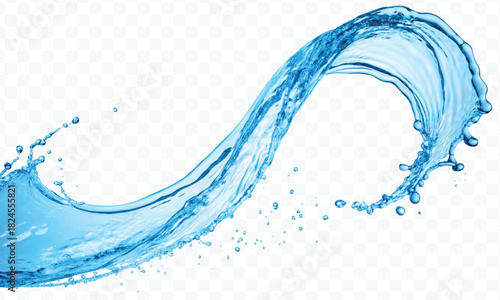 dynamic smooth liquid fresh water splash in different color and curve style isolated on white background 