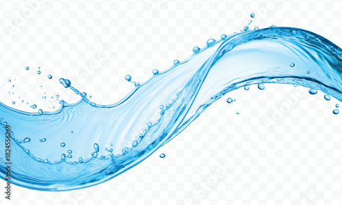 dynamic smooth liquid fresh water splash in different color and curve style isolated on white background 