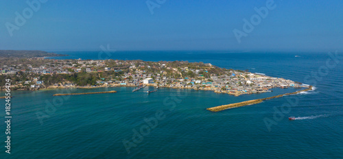 Wallpaper Mural Aerial view of a coastal town with vibrant blue ocean and a clear sky. Cartagena, Colombia Torontodigital.ca