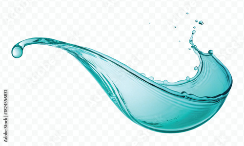 dynamic smooth liquid fresh water splash in different color and curve style isolated on white background 