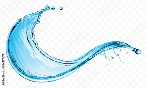 dynamic smooth liquid fresh water splash in different color and curve style isolated on white background 