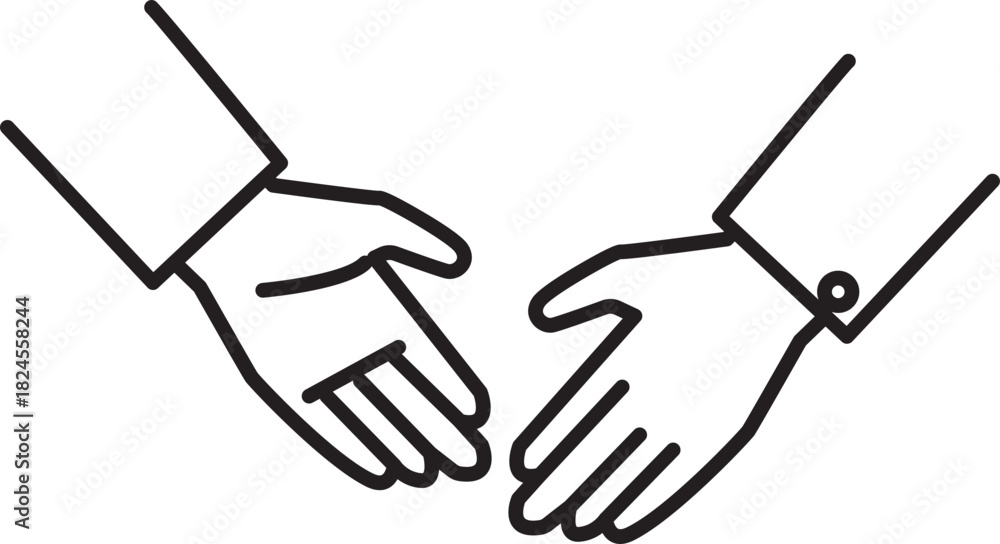 Fototapeta premium Helping hands line icon symbolizing support, care and teamwork