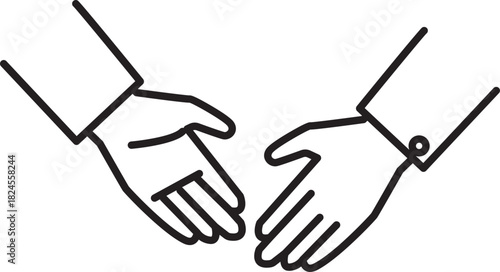 Helping hands line icon symbolizing support, care and teamwork