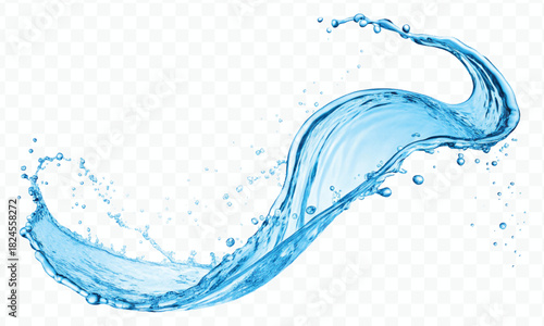 dynamic smooth liquid fresh water splash in different color and curve style isolated on white background 