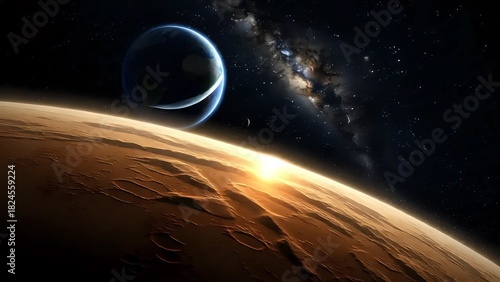 Wallpaper Mural Vibrant Alien Planet Landscape with Rings and Colorful Cosmic Skies Torontodigital.ca