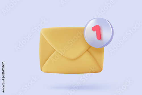 3d mail envelope icon signs with notice new message. Minimal email letter and paper read with task management todo check list. 3d mail contract with message agree icon vector render illustration