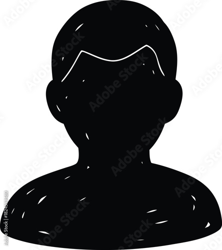Doodle generic user icon, hand-drawn solid black on white, simple head and shoulders outline, quick profile sketch