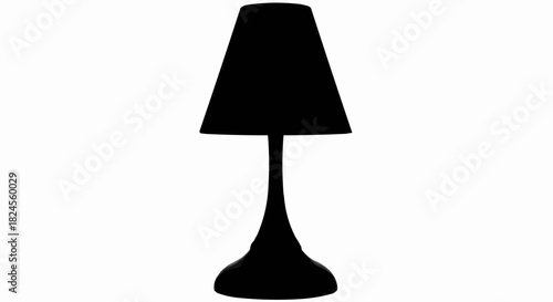 Elegant Black Silhouette of a Classic Table Lamp on a White Background.