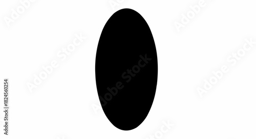 A simple solid black vertical ellipse shape isolated on a white background.