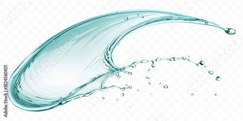 dynamic smooth liquid fresh water splash in different color and curve style isolated on white background 