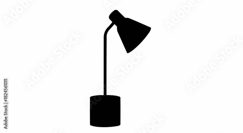 Modern Black Desk Lamp Silhouette Icon.