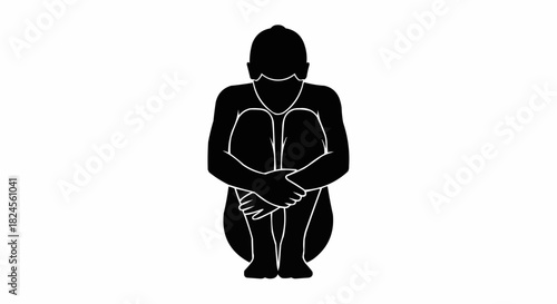 Silhouette of a person in a fetal position showing vulnerability and sadness.
