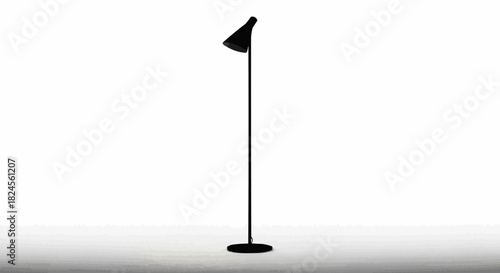 Elegant Silhouette of a Modern Floor Lamp in Minimalist Style.