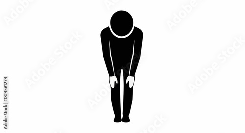 Person with head down in a posture of sadness or contemplation.