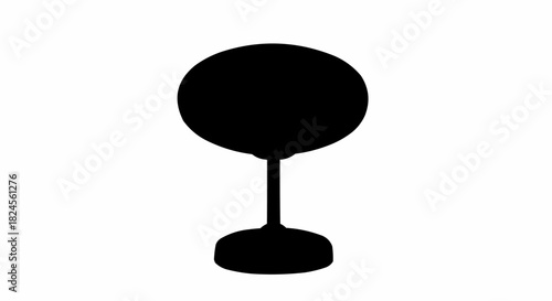Silhouette of a Round Mirror on a Stand.