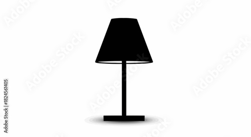 Silhouette of a Table Lamp with a Conical Shade.