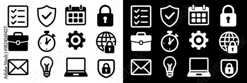 Business Management & Security Icons – Modern Linear Vector Set
