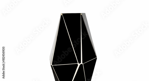 Elegant black faceted geometric vase with a modern design.