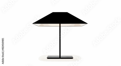 Elegant black table lamp with a modern design on a white background.