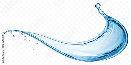 dynamic smooth liquid fresh water splash in different color and curve style isolated on white background 