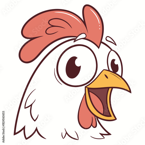 Quadro su tela Cartoon Chicken Head With Surprised Expression character